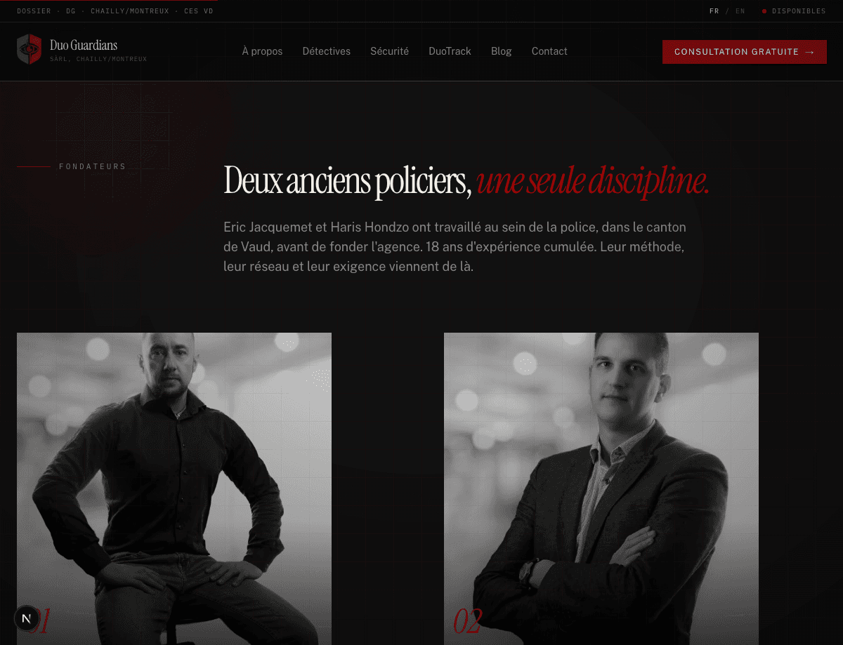 Site Duo Guardians refondu, page d'accueil
